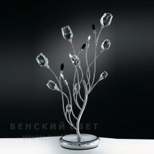 Настольная лампа 325/3L Chrome Clear roses/Black prisms IDL Италия  20W 47 см Хром Rosetta