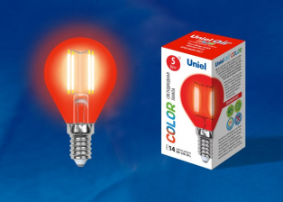 Лампочка светодиодная  LED-G45-5W/RED/E14 GLA02RD картон